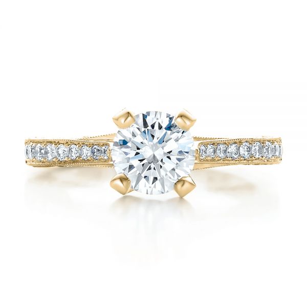 14k Yellow Gold 14k Yellow Gold Custom Criss-cross Diamond Engagement Ring - Top View - 100664