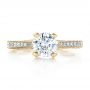 18k Yellow Gold 18k Yellow Gold Custom Criss-cross Diamond Engagement Ring - Top View -  100664 - Thumbnail