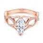 14k Rose Gold Custom Criss Cross Marquise Diamond Engagement Ring - Flat View -  105359 - Thumbnail