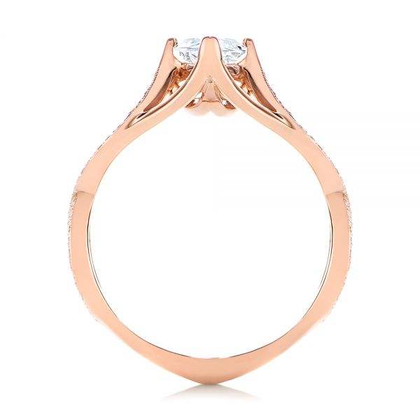 14k Rose Gold Custom Criss Cross Marquise Diamond Engagement Ring - Front View -  105359