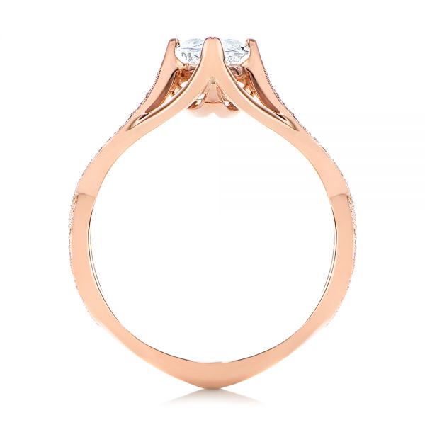 18k Rose Gold 18k Rose Gold Custom Criss Cross Marquise Diamond Engagement Ring - Front View -  105359