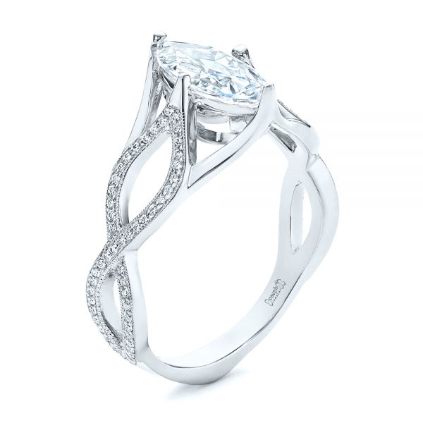 Custom Criss Cross Marquise Diamond Engagement Ring - Image