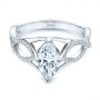 18k White Gold 18k White Gold Custom Criss Cross Marquise Diamond Engagement Ring - Flat View -  105359 - Thumbnail