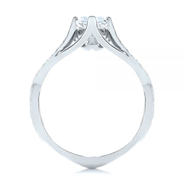 14k White Gold 14k White Gold Custom Criss Cross Marquise Diamond Engagement Ring - Front View -  105359