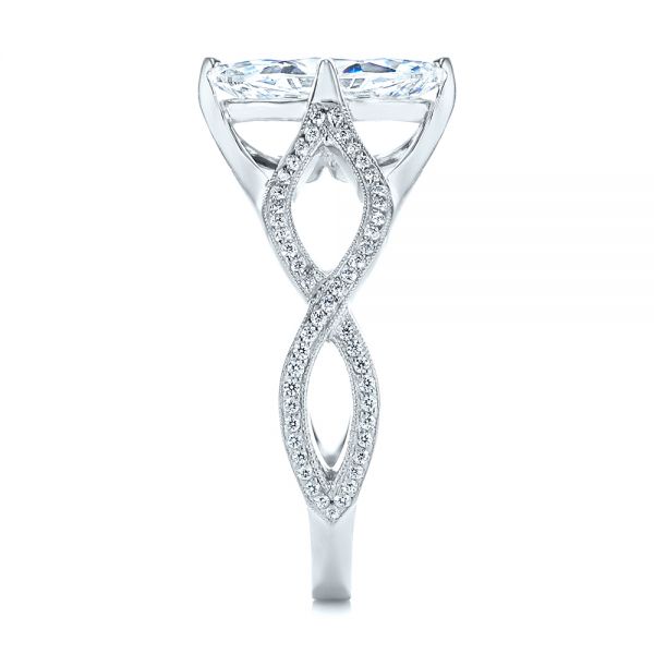 14k White Gold 14k White Gold Custom Criss Cross Marquise Diamond Engagement Ring - Side View -  105359
