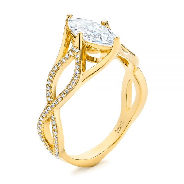 14k Yellow Gold 14k Yellow Gold Custom Criss Cross Marquise Diamond Engagement Ring - Three-Quarter View -  105359