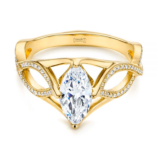 18k Yellow Gold 18k Yellow Gold Custom Criss Cross Marquise Diamond Engagement Ring - Flat View -  105359