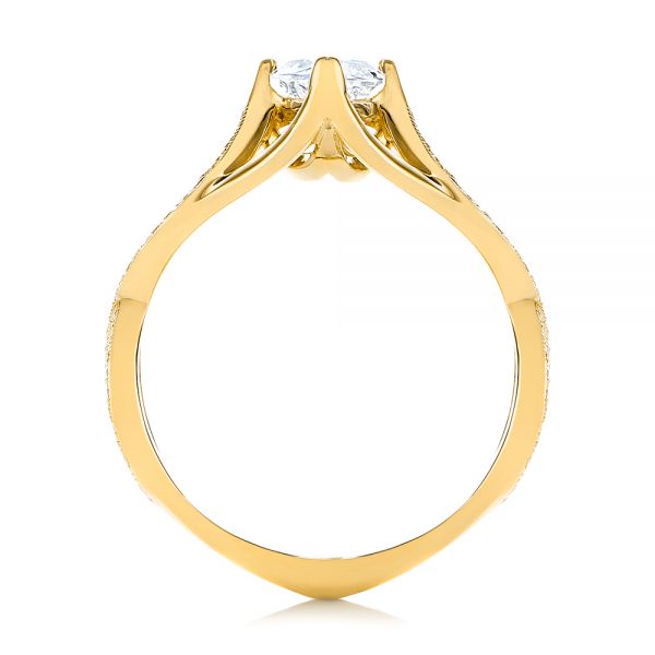 18k Yellow Gold 18k Yellow Gold Custom Criss Cross Marquise Diamond Engagement Ring - Front View -  105359