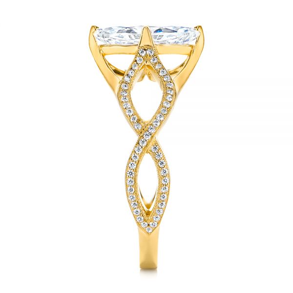 18k Yellow Gold 18k Yellow Gold Custom Criss Cross Marquise Diamond Engagement Ring - Side View -  105359