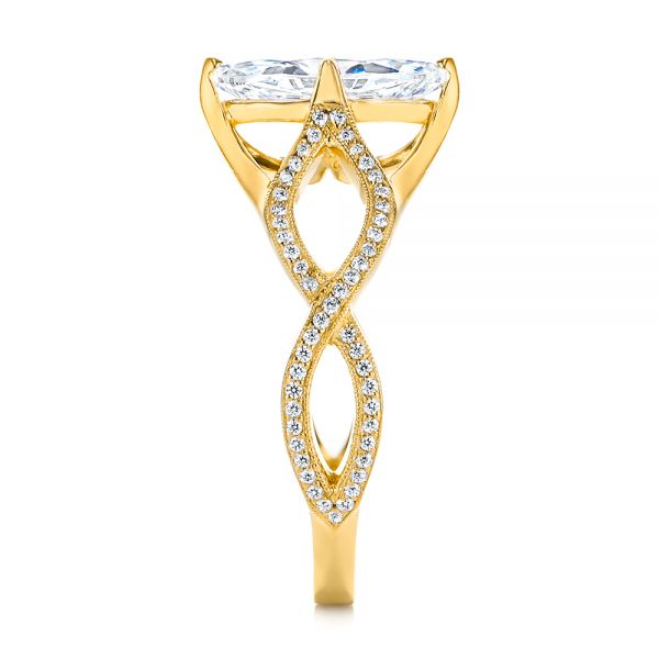 14k Yellow Gold 14k Yellow Gold Custom Criss Cross Marquise Diamond Engagement Ring - Side View - 105359