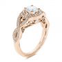 14k Rose Gold 14k Rose Gold Custom Criss Cross Vintage-inspired Diamond Halo Engagement Ring - Three-Quarter View -  105753 - Thumbnail