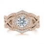 18k Rose Gold 18k Rose Gold Custom Criss Cross Vintage-inspired Diamond Halo Engagement Ring - Top View -  105753 - Thumbnail