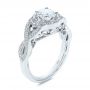 14k White Gold Custom Criss Cross Vintage-inspired Diamond Halo Engagement Ring - Three-Quarter View -  105753 - Thumbnail