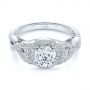  Platinum Platinum Custom Criss Cross Vintage-inspired Diamond Halo Engagement Ring - Flat View -  105753 - Thumbnail