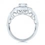 14k White Gold Custom Criss Cross Vintage-inspired Diamond Halo Engagement Ring - Front View -  105753 - Thumbnail