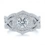 18k White Gold 18k White Gold Custom Criss Cross Vintage-inspired Diamond Halo Engagement Ring - Top View -  105753 - Thumbnail