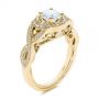 18k Yellow Gold Custom Criss Cross Vintage-inspired Diamond Halo Engagement Ring