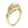 14k Yellow Gold 14k Yellow Gold Custom Criss Cross Vintage-inspired Diamond Halo Engagement Ring - Three-Quarter View -  105753 - Thumbnail