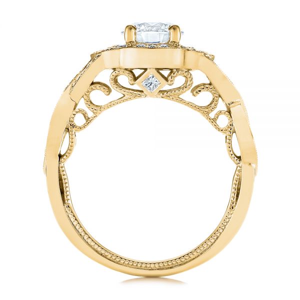 14k Yellow Gold 14k Yellow Gold Custom Criss Cross Vintage-inspired Diamond Halo Engagement Ring - Front View - 105753