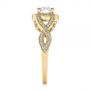18k Yellow Gold 18k Yellow Gold Custom Criss Cross Vintage-inspired Diamond Halo Engagement Ring - Side View -  105753 - Thumbnail