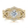 18k Yellow Gold 18k Yellow Gold Custom Criss Cross Vintage-inspired Diamond Halo Engagement Ring - Top View -  105753 - Thumbnail