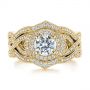 14k Yellow Gold 14k Yellow Gold Custom Criss Cross Vintage-inspired Diamond Halo Engagement Ring - Top View -  105753 - Thumbnail