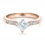 18k Rose Gold 18k Rose Gold Custom Diamond Bezel Engagement Ring - Flat View -  1446 - Thumbnail