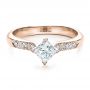18k Rose Gold 18k Rose Gold Custom Diamond Bezel Engagement Ring - Flat View -  1446 - Thumbnail