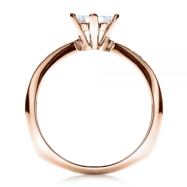 14k Rose Gold 14k Rose Gold Custom Diamond Bezel Engagement Ring - Front View -  1446