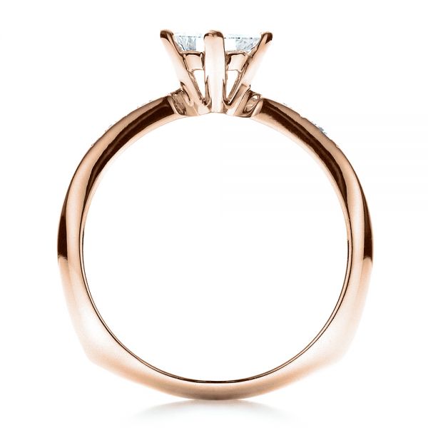 18k Rose Gold 18k Rose Gold Custom Diamond Bezel Engagement Ring - Front View - 1446
