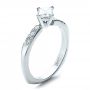 14k White Gold Custom Diamond Bezel Engagement Ring - Three-Quarter View -  1446 - Thumbnail