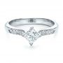 14k White Gold Custom Diamond Bezel Engagement Ring - Flat View -  1446 - Thumbnail