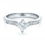 14k White Gold Custom Diamond Bezel Engagement Ring - Flat View -  1446 - Thumbnail