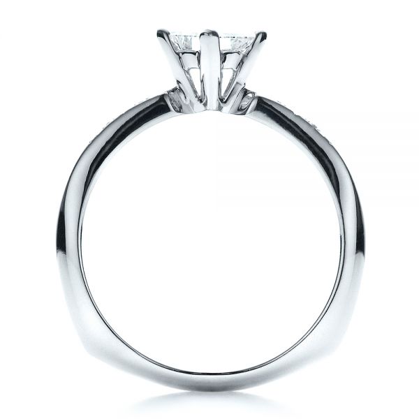 18k White Gold 18k White Gold Custom Diamond Bezel Engagement Ring - Front View -  1446