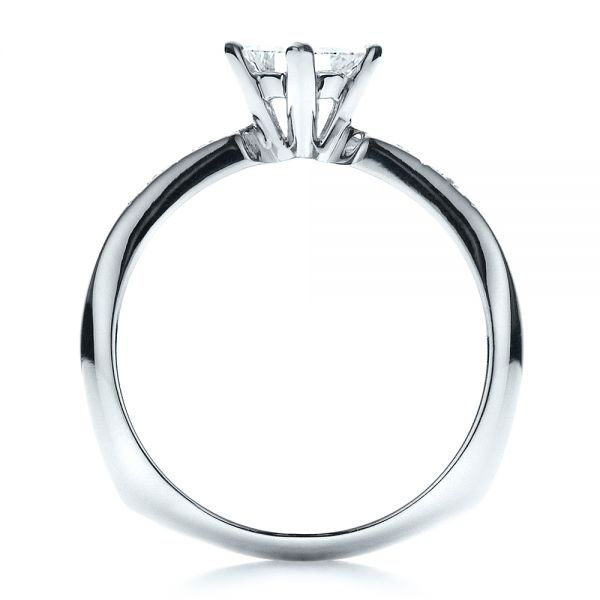 14k White Gold Custom Diamond Bezel Engagement Ring - Front View - 1446