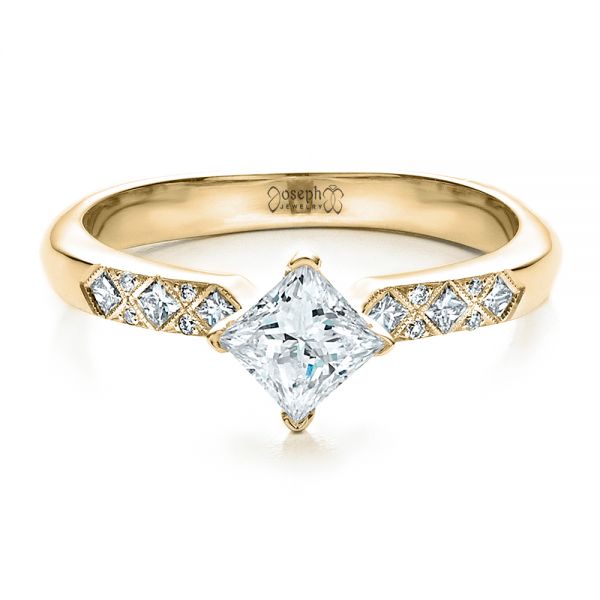 14k Yellow Gold 14k Yellow Gold Custom Diamond Bezel Engagement Ring - Flat View - 1446