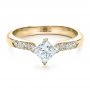 14k Yellow Gold 14k Yellow Gold Custom Diamond Bezel Engagement Ring - Flat View -  1446 - Thumbnail