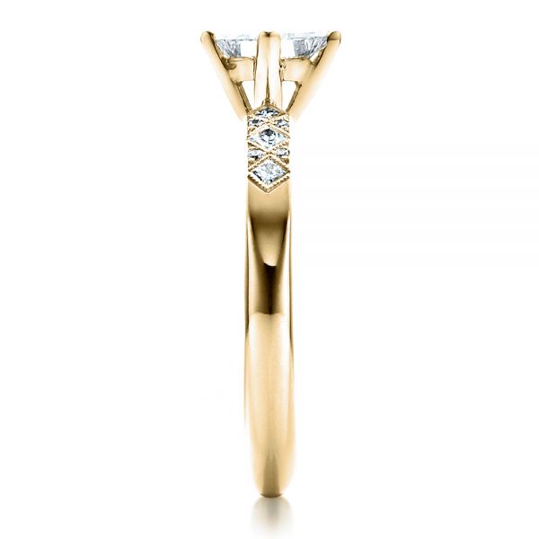 18k Yellow Gold 18k Yellow Gold Custom Diamond Bezel Engagement Ring - Side View -  1446