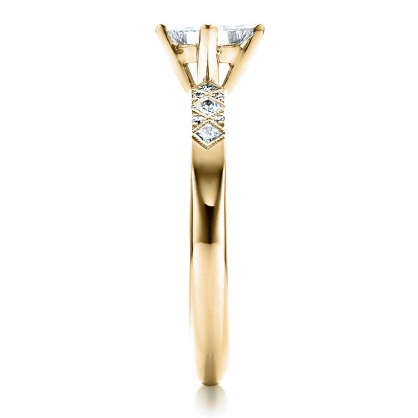 14k Yellow Gold 14k Yellow Gold Custom Diamond Bezel Engagement Ring - Side View - 1446