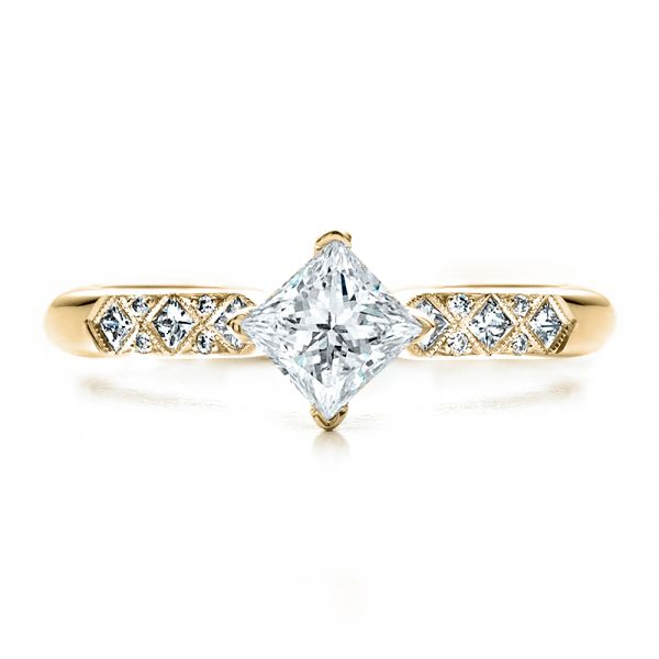 14k Yellow Gold 14k Yellow Gold Custom Diamond Bezel Engagement Ring - Top View - 1446