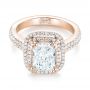 14k Rose Gold 14k Rose Gold Custom Diamond Double Halo Engagement Ring - Flat View -  103491 - Thumbnail