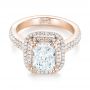 18k Rose Gold 18k Rose Gold Custom Diamond Double Halo Engagement Ring - Flat View -  103491 - Thumbnail