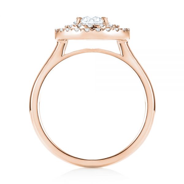 14k Rose Gold 14k Rose Gold Custom Diamond Double Halo Engagement Ring - Front View -  103306