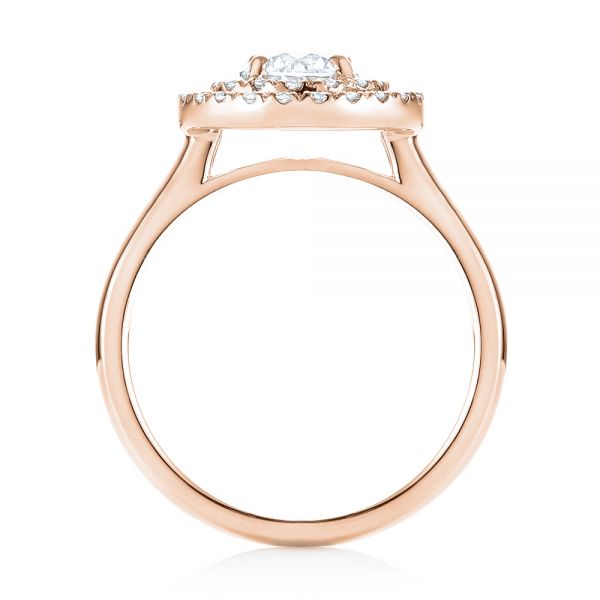 18k Rose Gold 18k Rose Gold Custom Diamond Double Halo Engagement Ring - Front View - 103306