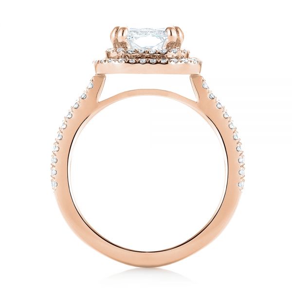 18k Rose Gold 18k Rose Gold Custom Diamond Double Halo Engagement Ring - Front View -  103491