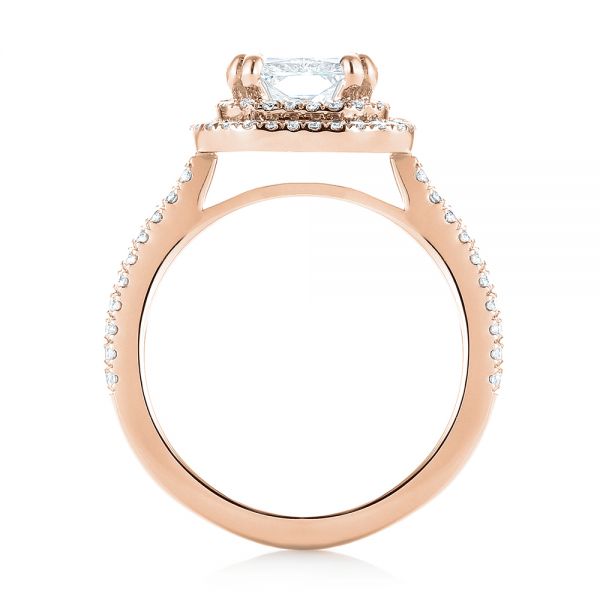 18k Rose Gold 18k Rose Gold Custom Diamond Double Halo Engagement Ring - Front View -  103491