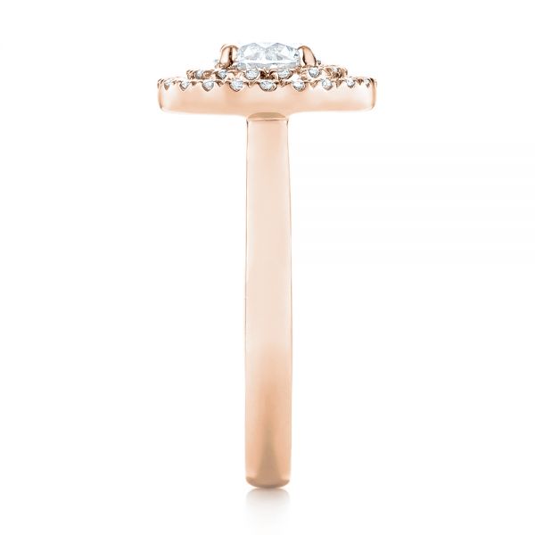 18k Rose Gold 18k Rose Gold Custom Diamond Double Halo Engagement Ring - Side View -  103306