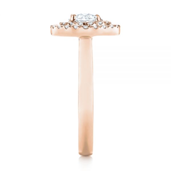 18k Rose Gold 18k Rose Gold Custom Diamond Double Halo Engagement Ring - Side View - 103306
