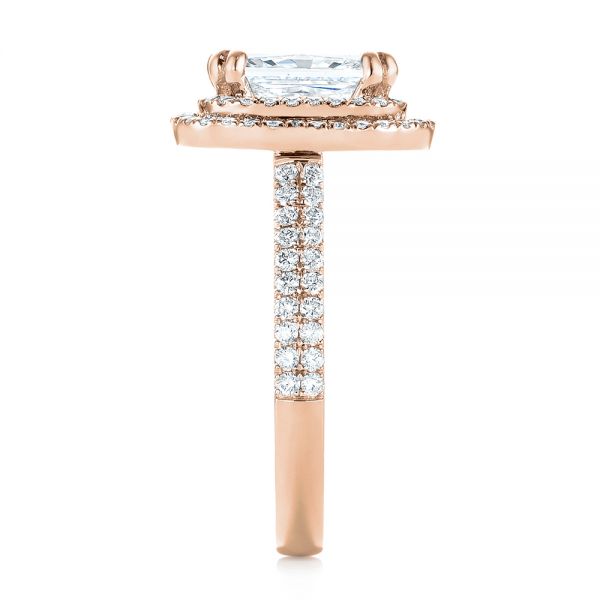 14k Rose Gold 14k Rose Gold Custom Diamond Double Halo Engagement Ring - Side View -  103491