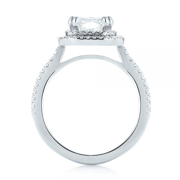 18k White Gold 18k White Gold Custom Diamond Double Halo Engagement Ring - Front View -  103491